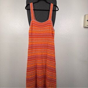 Sam Edelman |‎ Orange Striped Crochet Women's Dress
